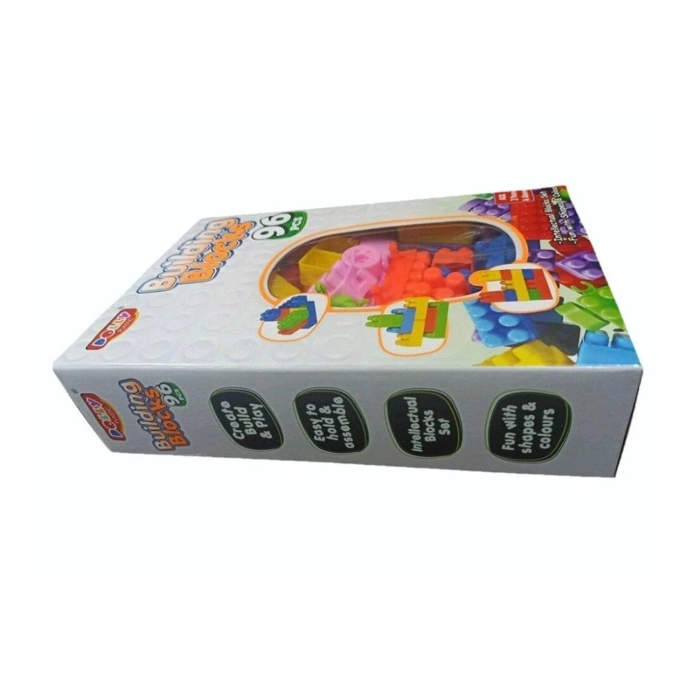 Assorted plastic 96_Pcs building blocks for educational toys, ideal for children aged 3+ years. Safe and colorful learning fun