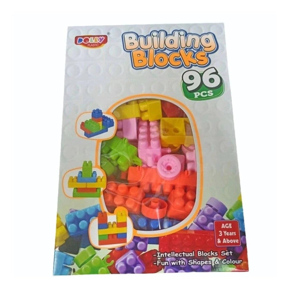 Assorted plastic 96pcs building blocks for educational play, safe & fun for children aged 3+