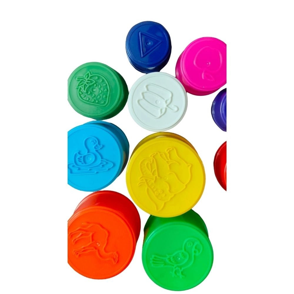 Assorted clay cup stamp toys for creative play (3+ years), perfect for stacking and turning