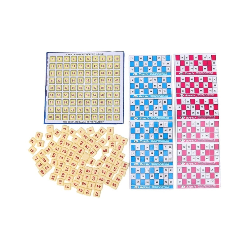 Assorted cardboard Housie educational toy for 5+ years, no pens or pencils needed