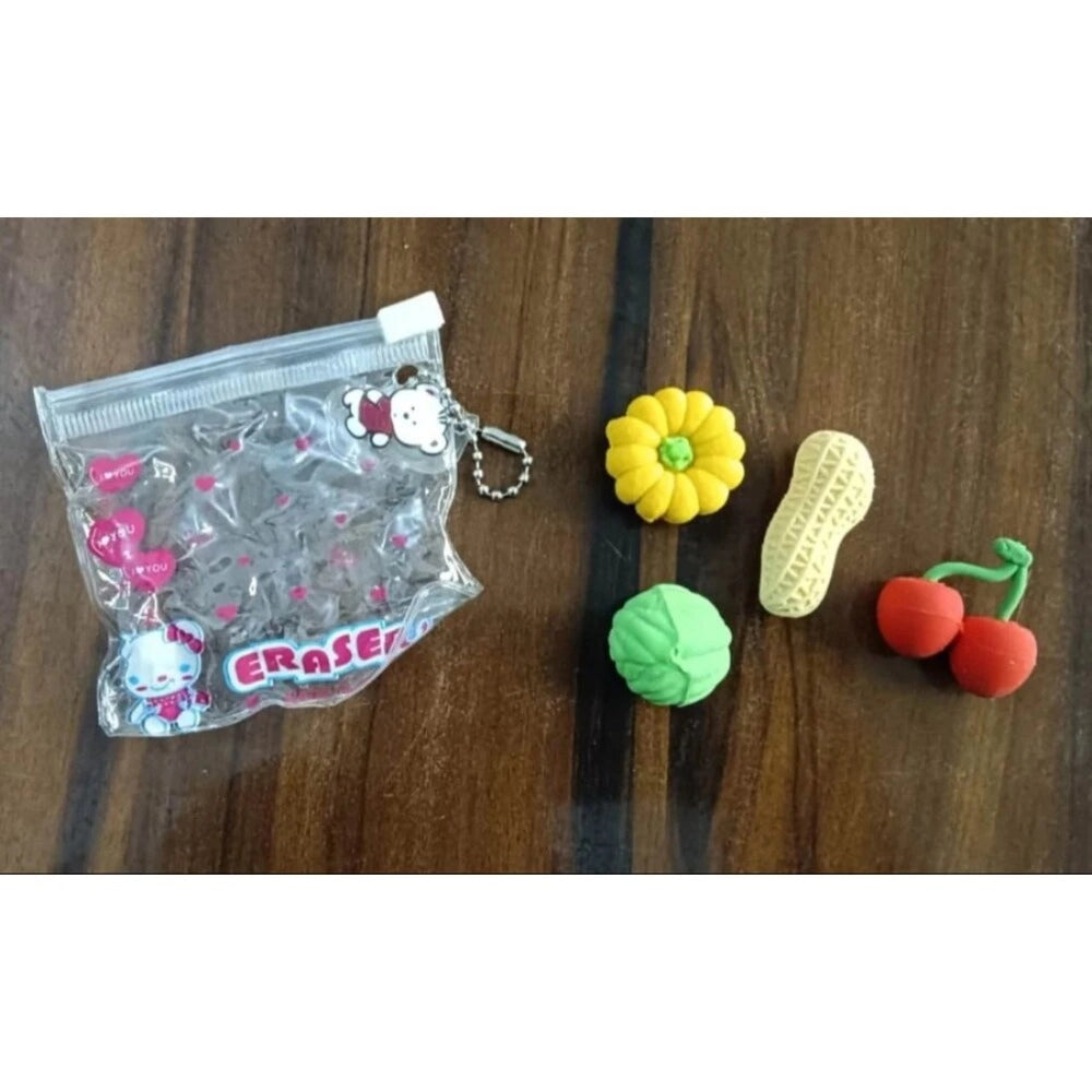 A set of 5 vegetable erasers, rubber stationery, assorted vegetables, children's erasers