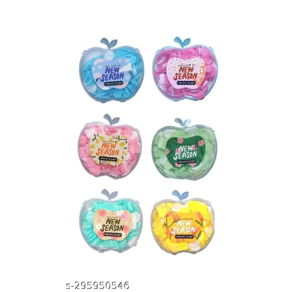 Assorted apple-shaped soft soap paper strips (3 pack) for travel, bath, face, and hand wash - perfect stationery accessory