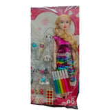 Assorted rubber Barbie doll with moveable hands & posable legs, jewellery set for 1+ year old girls' playtime