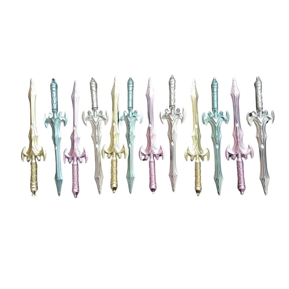 12 PCS Star Style Plastic Swords - Colorful novelty stationery set.