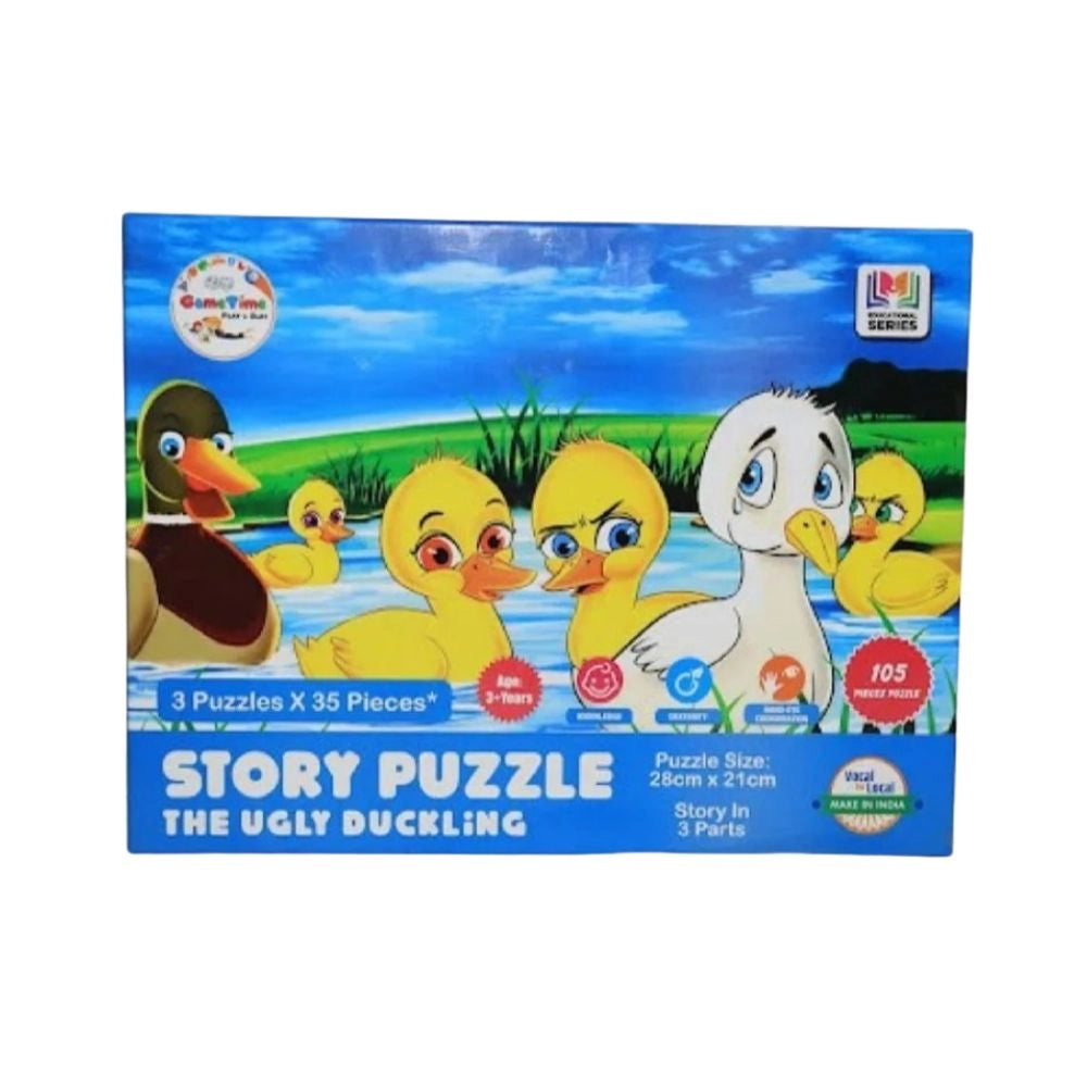Assorted cardboard Ugly Ducklingg story puzzle set, 35 pcs educational toy for 5+ years, builds early reading skills