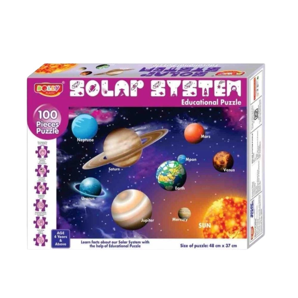 Assorted cardboard Solar System puzzle pieces for educational toys, encouraging fun learning for ages 3+