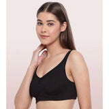 Black cotton Enamor A112 women's full support bra - solid design without padding for comfortable wear