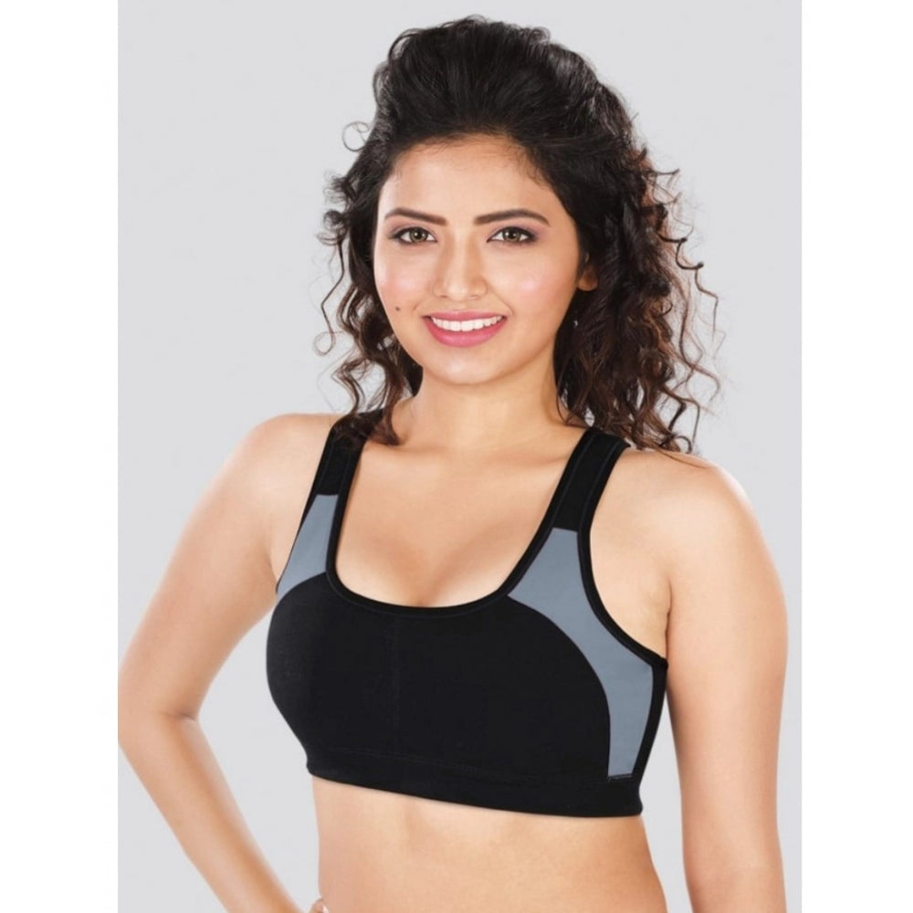 Black-Grey 4D stretch sports bra by Dermawear - solid design for women's athletic wear