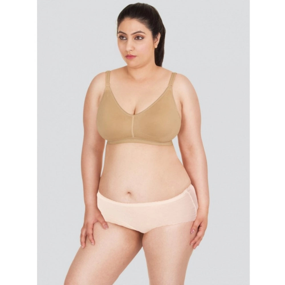 Skin-toned 4D stretch support bra for women, solid design with non-padded cups for comfort, displayed on mannequin