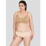 Skin-toned 4D stretch support bra for women, solid design with non-padded cups for comfort, displayed on mannequin