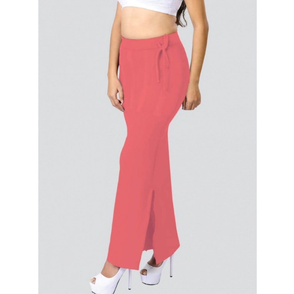 Neon-Pink 4D stretch saree shapewear, women's solid pattern body-shaping undergarment