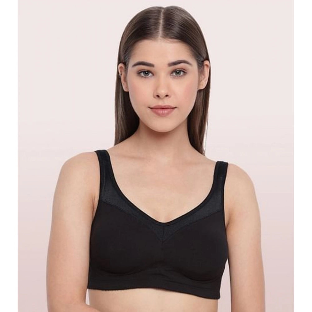 Black cotton full support Enamor A112 bra (solid)