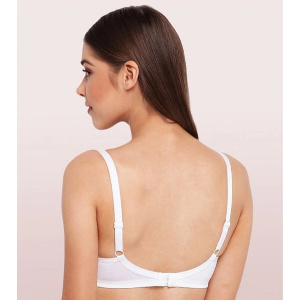 White cotton everyday non-padded bra by Enamor, wirefree style for comfort