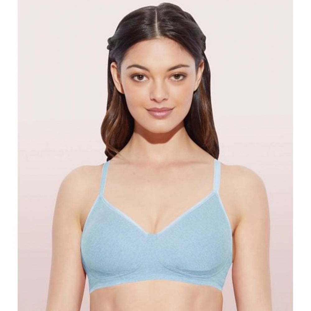 Chambray-Melange cotton everyday non-padded wirefree bra for comfortable wear