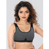 Dark-grey 4D stretch sports bra for women, solid design without padding