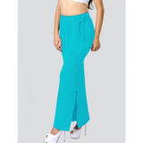 Turquoise-blue 4D stretch saree shapewear for women, solid pattern
