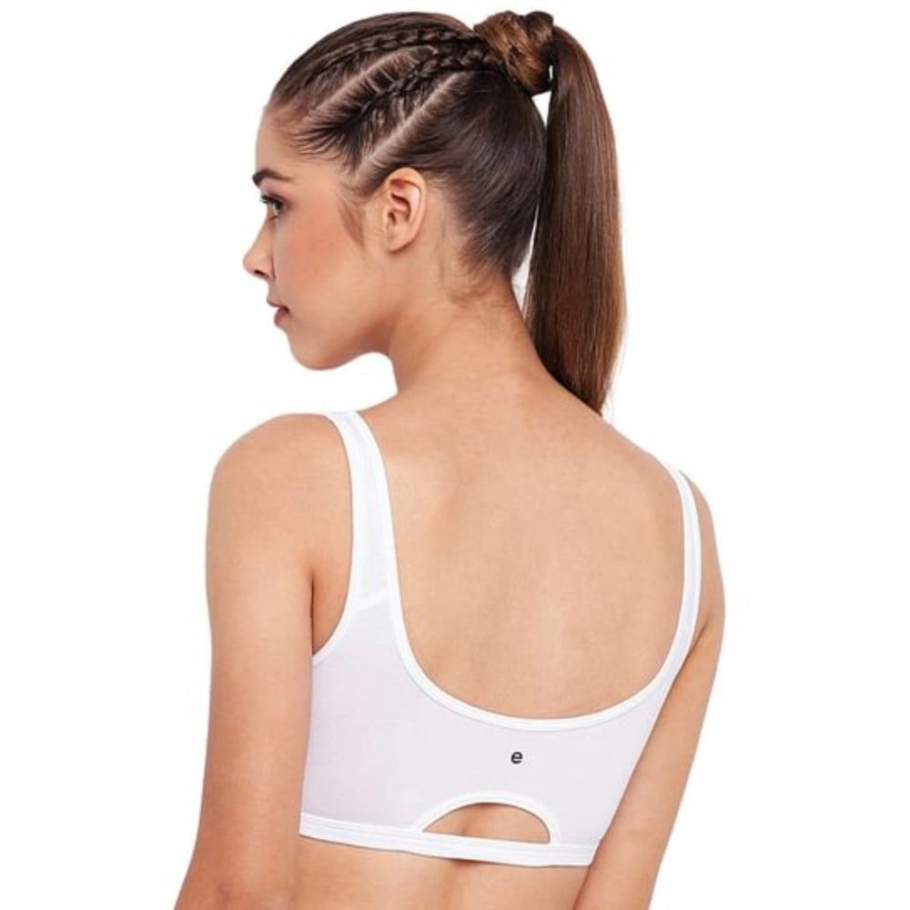White cotton high-coverage, non-padded low impact bra for women (Enamor SB06)