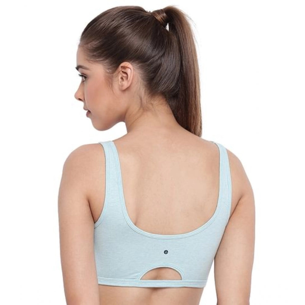 Capri-Melange cotton high coverage, non-padded low impact bra for women