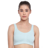 Capri-Melange cotton high-coverage non-padded low impact bra for women, solid design without padding