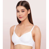 White cotton everyday non-padded wireless bra by Enamor A042