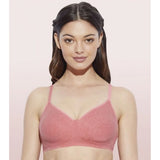 Tomato-Melange cotton everyday non-padded wirefree bra for comfortable wear