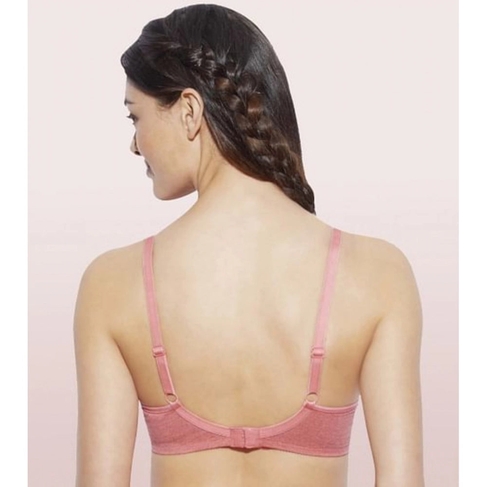 Tomato-Melange cotton everyday non-padded wirefree bra for women, solid color, comfortable lingerie for daily wear