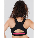 Black-Pink Dermawear SB-1101 women's 4D stretch sports bra, solid color, non-padded for active wear