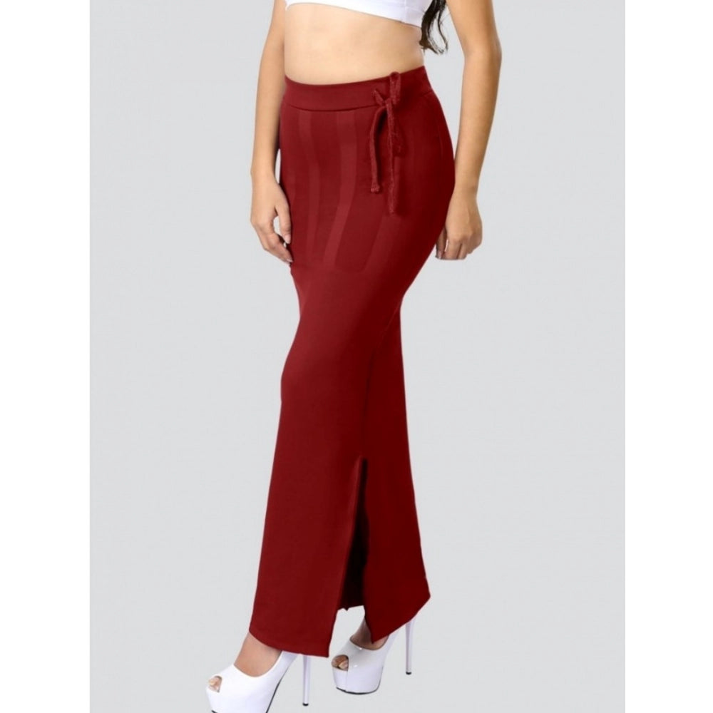 Maroon 4D stretch saree shapewear for women's figure enhancement, solid pattern design