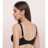 Black cotton Enamor A112 women's full support bra - solid design for comfortable everyday wear