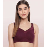 GrapeWine cotton full support bra by Enamor, solid design for women's comfortable wear
