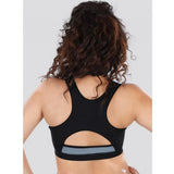 Black-Grey 4D stretch sports bra by Dermawear for women's fitness - solid design, non-padded