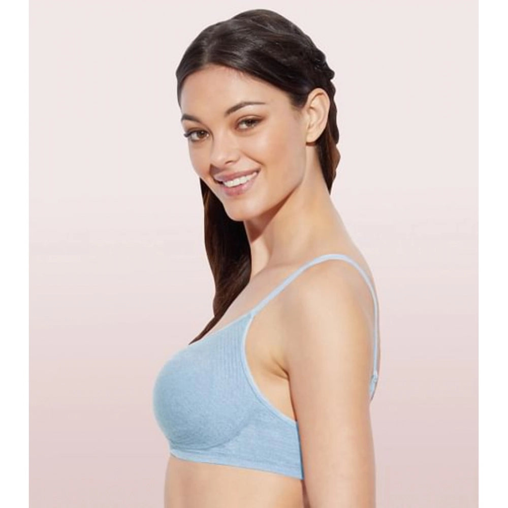 Chambray-Melange cotton everyday non-padded wirefree bra for women - solid style