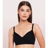 Black cotton everyday bra by Enamor A042 - non-padded, wirefree design for comfort