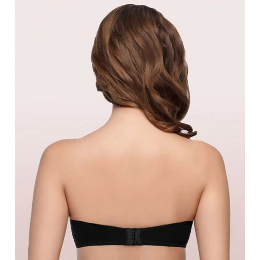 Black cotton strapless Enamor A019 bra - solid design for women's fashion