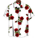 Men's Casual Floral Printed Cotton Blend Unstitched Shirt Fabric 1.6 Mtrs (Red)