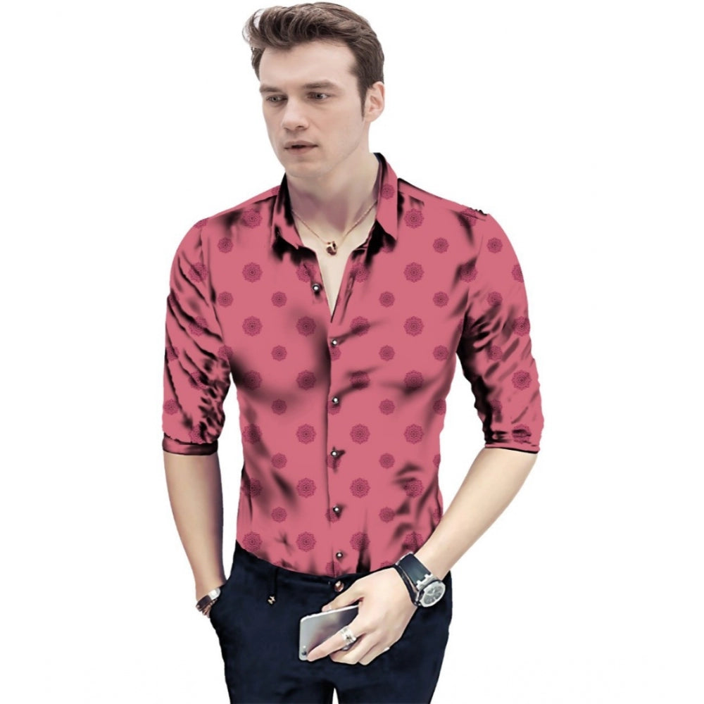 Men's Casual Floral Printed Cotton Blend Unstitched Shirt Fabric 1.6 Mtrs (Pink) - GillKart