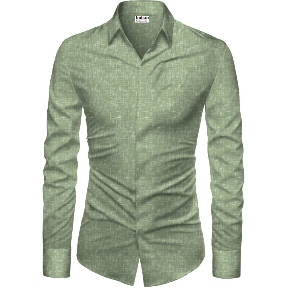 Men's Casual Floral Printed Cotton Blend Unstitched Shirt Fabric 1.6 Mtrs (Green) - GillKart