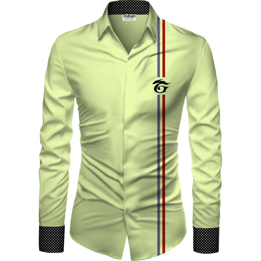 Men's Casual Floral Printed Cotton Blend Unstitched Shirt Fabric 1.6 Mtrs (Green) - GillKart