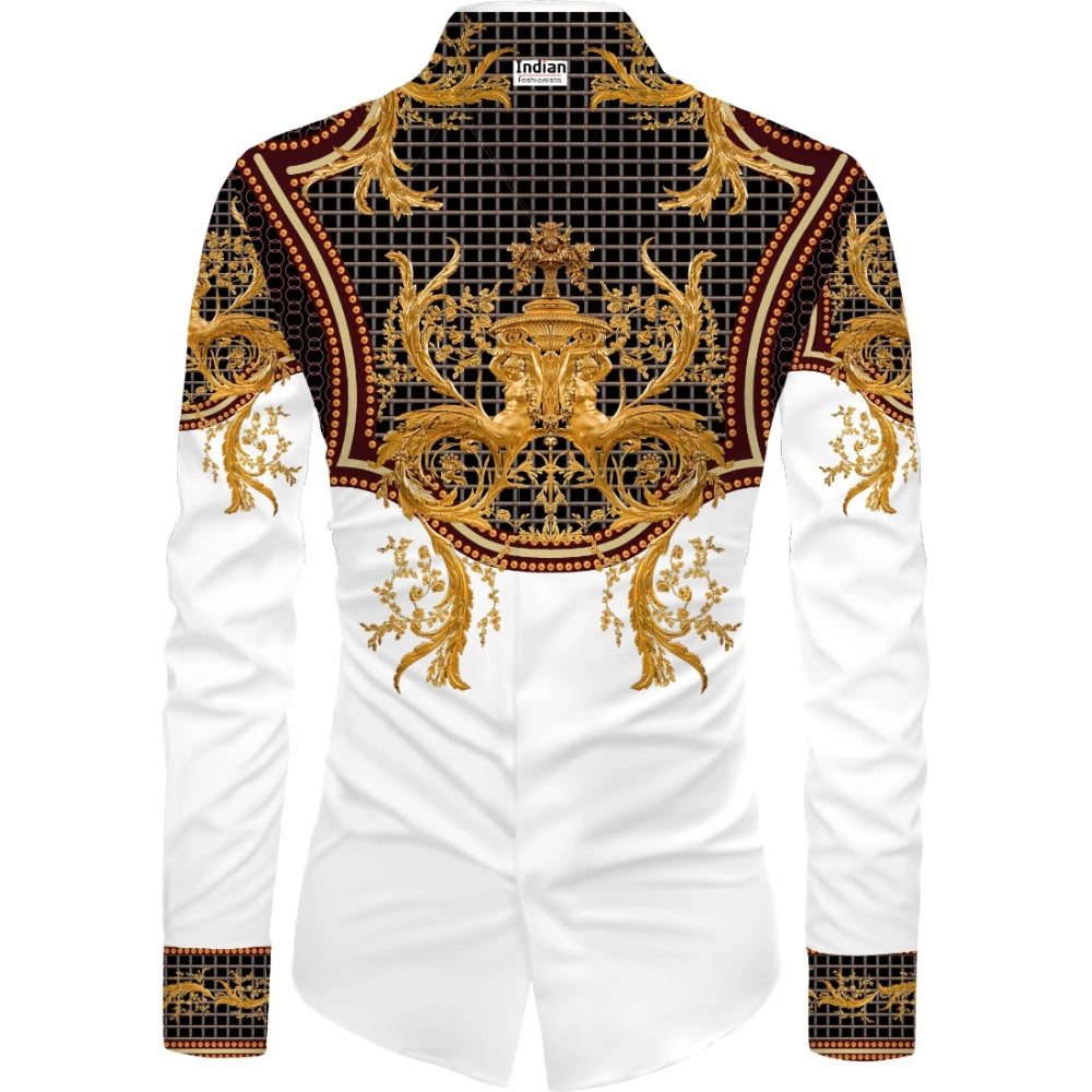 Men's Casual Floral Printed Cotton Blend Unstitched Shirt Fabric 1.6 Mtrs (Multicolor) - GillKart