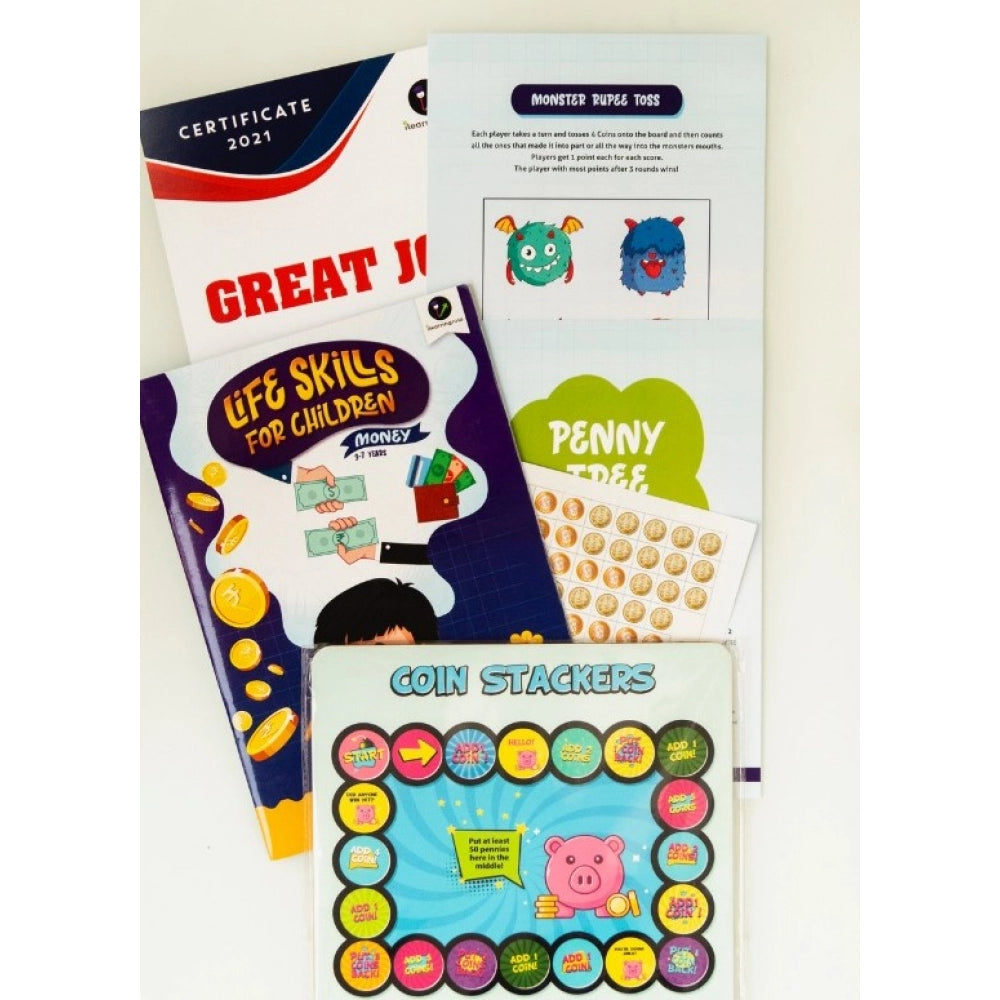 Multi-colored paper money book toy for children's play, 8.25x11.45 inches size