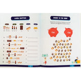 Multi-colored paper money book toy for children's play, 8.25X11.45 inches size