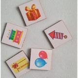 Multi-color wooden puzzle game, 10x10 inches, ideal for festive fun and family play