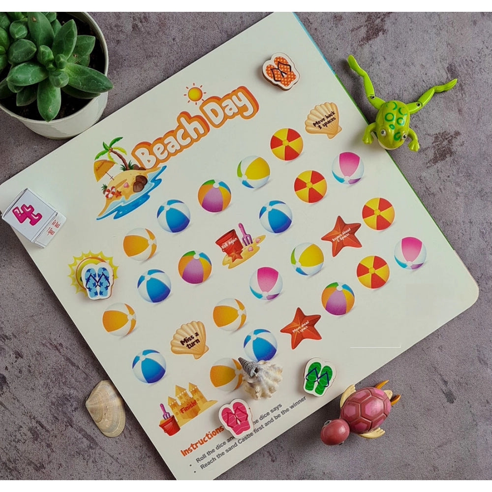 MultiColor wooden beach game board, 10x10 inches for family fun