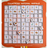 Multi-colored wooden puzzle game featuring national animals from various countries, suitable for family entertainment (10x10 inches)