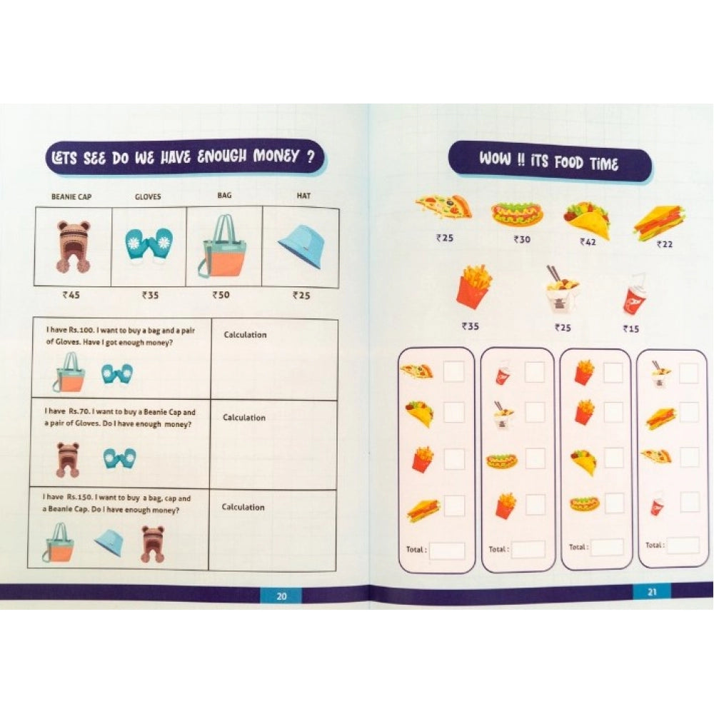 Multi-colored paper money book toy, fun learning tool for kids, 8.25x11.45 inches size