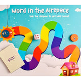 Multi-colored wooden Words in the Air Space board game, 10x10 inches for family fun