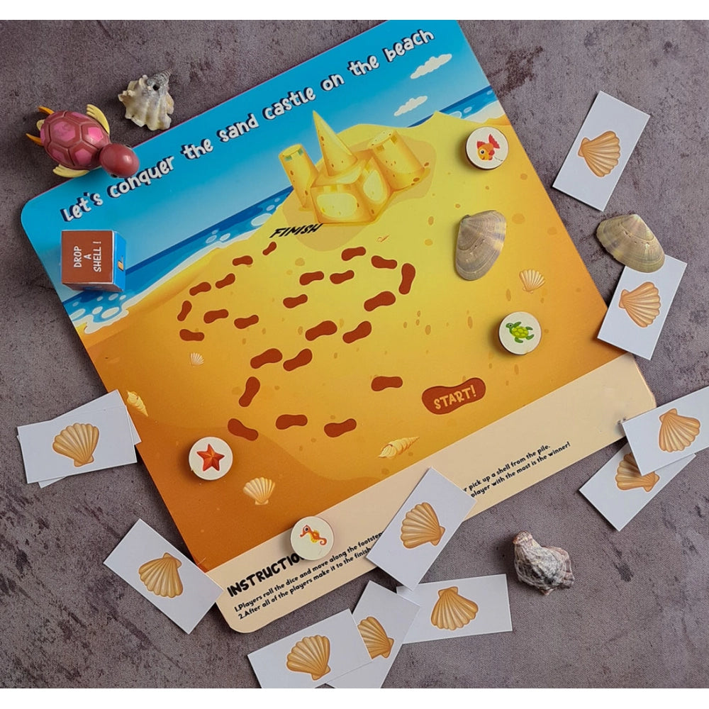 MultiColor wooden board game "Lets Conquer Sand Castle," perfect for family fun, 10x10 inches