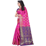 Women's Jacquard Woven Saree With Unstitched Blouse 5.5Mtr (Pink)