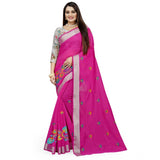 Women's Cotton Silk Embroidered Saree With Unstitched Blouse 5.5Mtr (Pink)