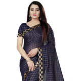 Women's Cotton Silk Checkered Saree With Unstitched Blouse 5.5Mtr (Multicolor)